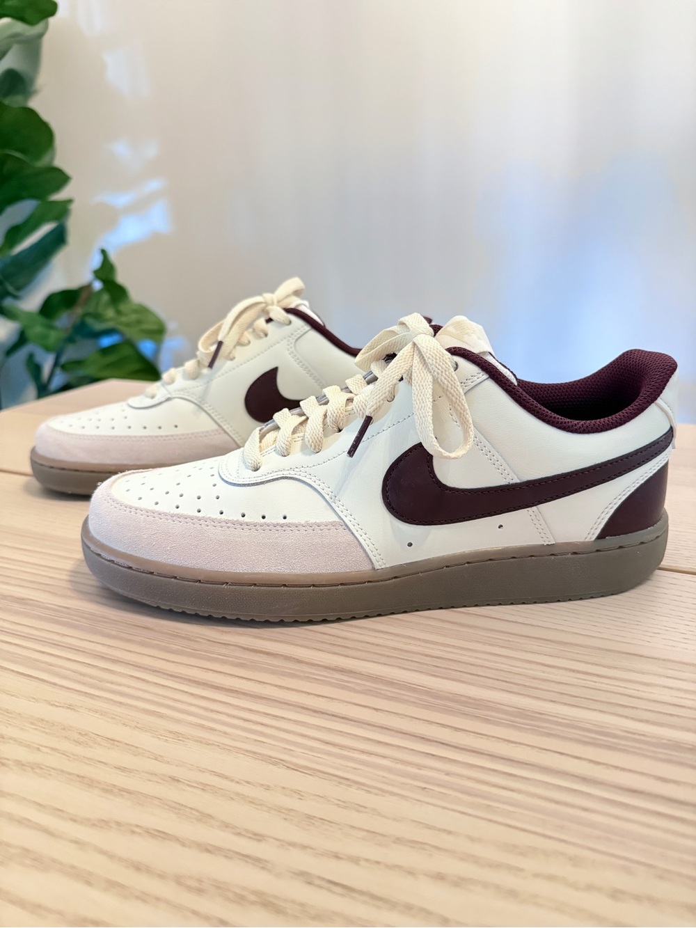 Nike Court Vision Low Sail Burgundy Crush Gum Men’s 9 Sneakers NWOT